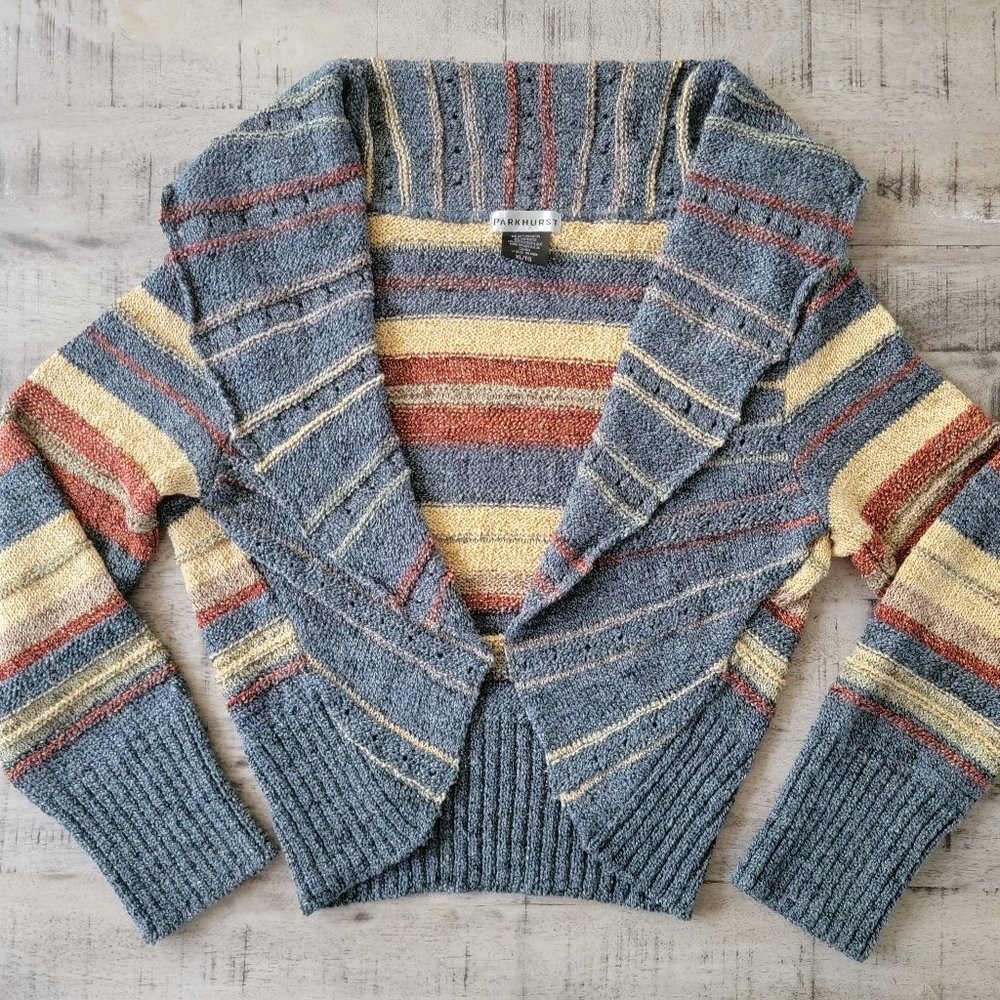 Parkhurst Multi Color Striped Open Front Cardigan… - image 1